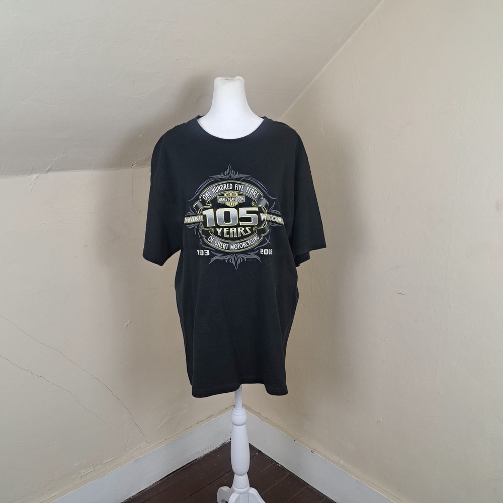 Harley-Davidson T-Shirt 105 Years 1903 2008‎  American Classic Black Size L